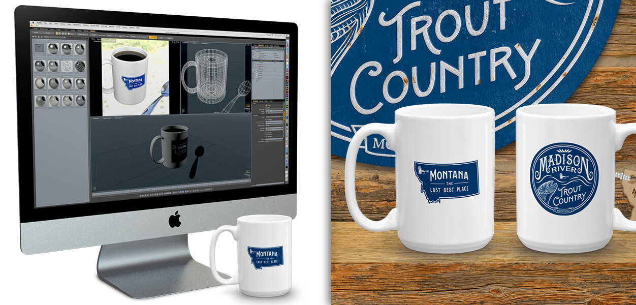 Madison River Trout Country coffee mugs, by Montana Treasures