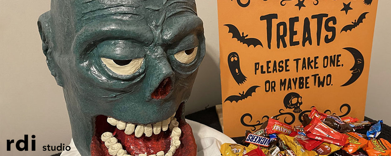 Halloween zombie sculpture